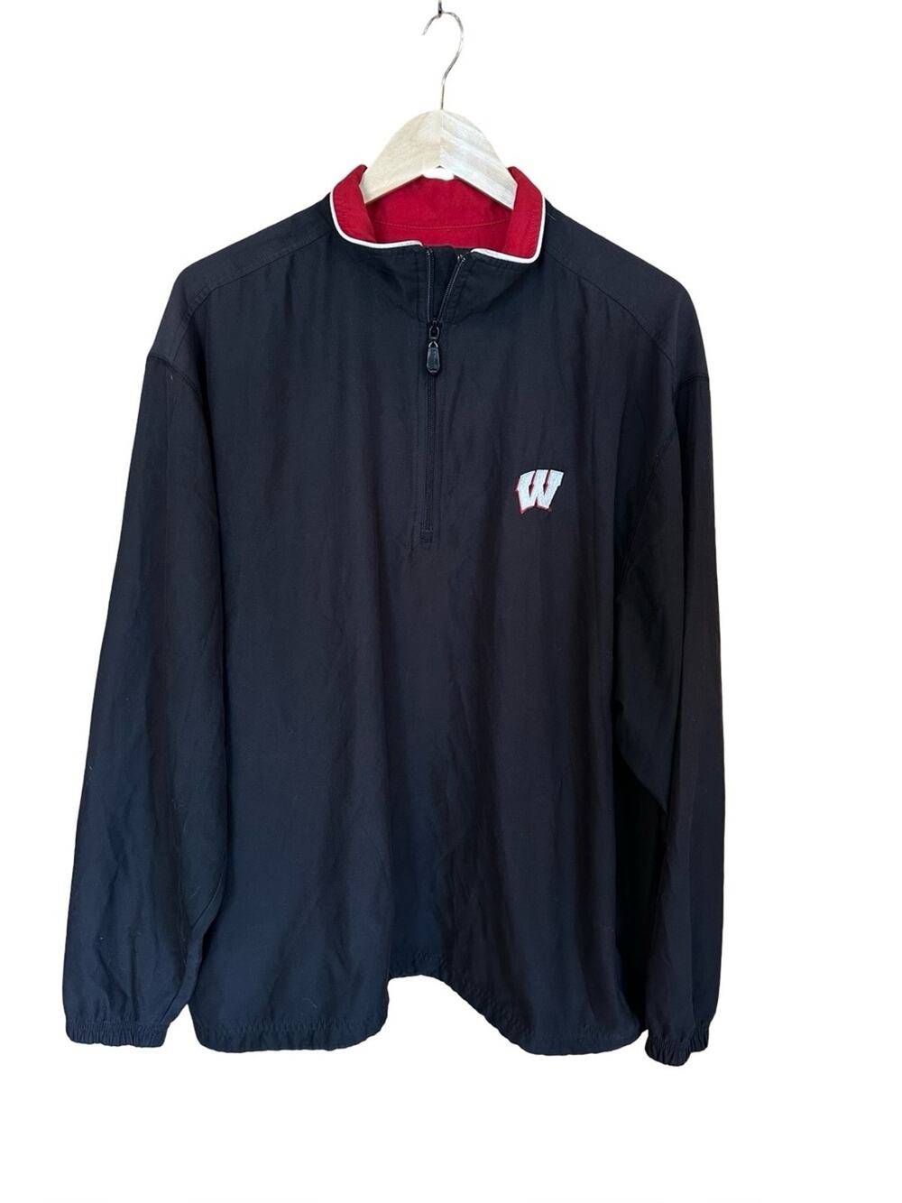 Vtg Ashworth Wisconsin Badgers Nano-Tex Water Resistant Quarter Zip Pullover L